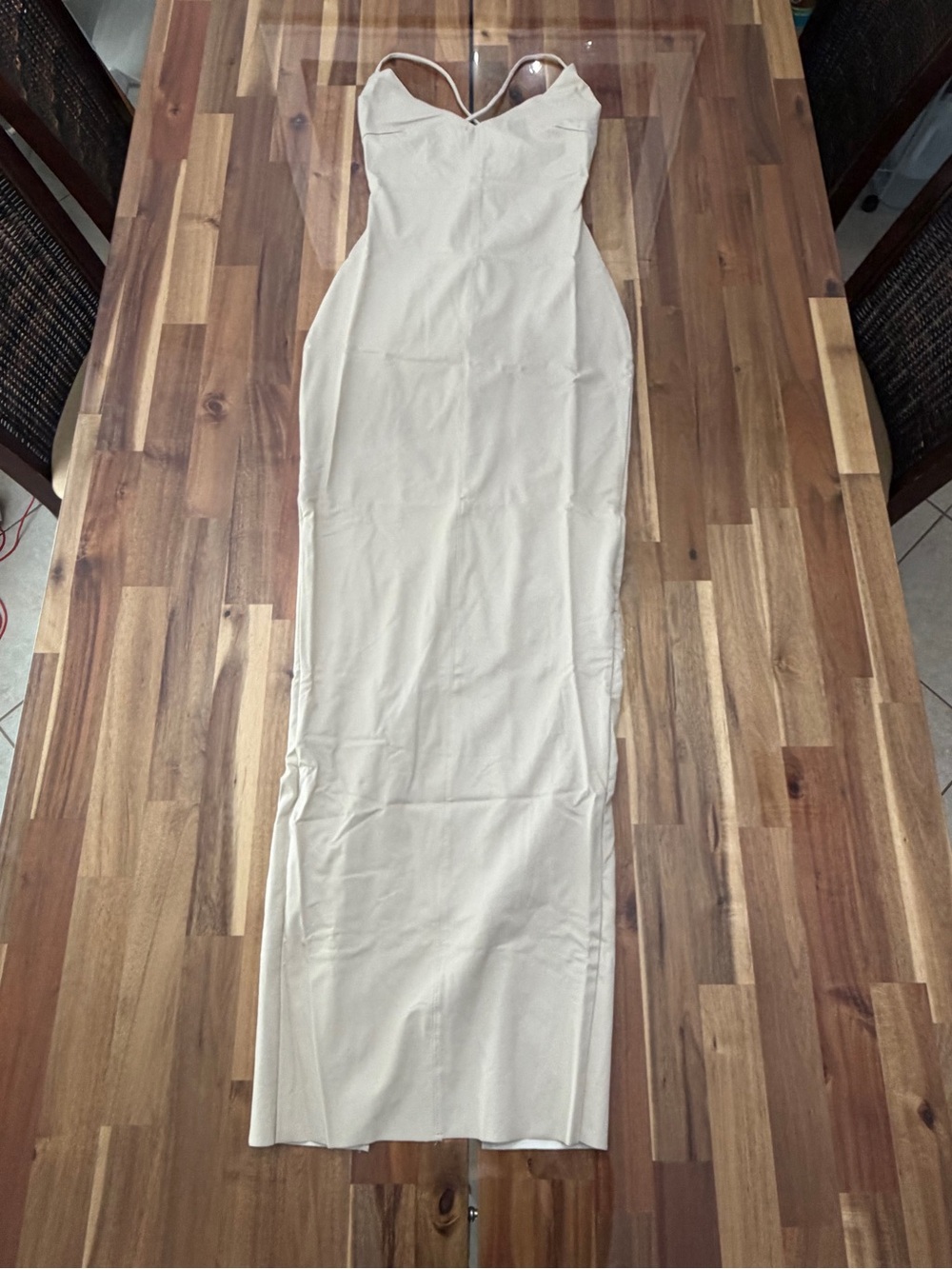 CREAM NWT Sz M Naked Wardrobe Keeping My X Maxi Dress Vegan Leather